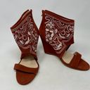 Anthropologie  Plomo Paula Embroidered Wedge Sandals Rust Size 37 / US 6.5 Photo 3