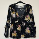 American Eagle  Floral Ruffle Bell Sleeve Blouse Photo 4