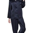 Mulberry Lilysilk 22 Momme Trimmed women Silk Pajamas Set Navy Blue  Silk Size 12 Photo 0