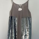 Joie  Gray Silk Tank Silvana Sequin Coated Opal Photo 3