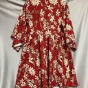 None No brand small Boho, wide sleeve, baby doll type, red orange cream flowers Photo 8