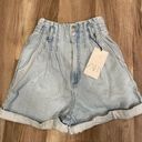 ZARA High Waist Paperbag Jean Shorts Photo 0