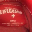 Lifeguard Licensed Cropped  LS Graphic Logo Red Hoodie Sweatshirt S SEXY Cover Up Photo 4