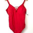 La Blanca NEW NWT  Plus Size Splash One Piece Swimsuit Red Plunge Swimwear 16W Photo 1