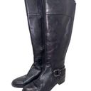 Audrey Brooke  Black Leather Knee-High Riding Boots Buckle Detail 8.5 New Preppy Photo 0