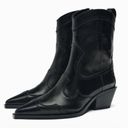 ZARA NWT  WOMEN HEELED LEATHER COWBOY ANKLE BOOTS ELASTIC GORING Size 8 Photo 3