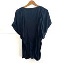 BCBGMAXAZRIA BCBG Maxazaria Navy Blue Silky Flutter Sleeve Rouched Top XS Photo 6