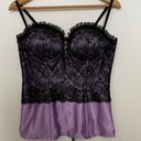 Frederick's of Hollywood Frederick’s of Hollywood Purple & Black Satin Lace Corset top Large Photo 8