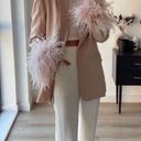 ZARA STRAIGHT BLAZER WITH FEATHERS JACKET BEIGE PINK. Size medium Photo 2