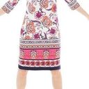 Chico's NWT Chico’s Floral Print Fitted Short Dress Pink Combo 3/4 Sleeves Womens 0 | XS Photo 0