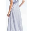 Banana Republic  Womens Cold Shoulder Poplin Ruffle Maxi Dress Blue White XS NWOT Photo 1