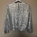 Something Navy  All Over Silver Sequin Long Sleeve Blouse Photo 3