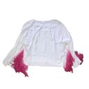 Maje Lila Fringe Hot Pink Dip Dye Long Sleeve Top White & Ombre Magenta sz1 = S Photo 5