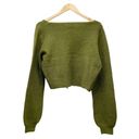 Double Zero  Balloon Sleeve Tie Front Cropped Cardigan Green Women’s Size Large Photo 4