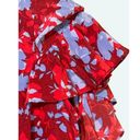 Alexis  Danijela 100% Silk Red Floral Button Front Cape Blouse Size Small Photo 3