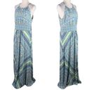 London Times  Maxi Dress 4 Keyhole Sleeveless Geometric Print Stretch New Photo 2