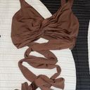 Tic Toc Brown Wrap Crop Top Photo 0