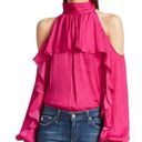 Ramy Brook NWT  Julia Ruffled Cold Shoulder Passion Pink Satin Top S Photo 0