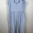 Nordstrom  1901 Womens Ruffle Sleeve Crop Jumpsuit 18 Plus Blue Chambray Pockets Photo 3