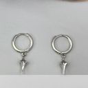 Star Dangle Drop Earrings for Men Women,Punk Hip Hop Earrings Silver Photo 4