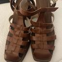 Urban Outfitters SVegan Rollers Vegan Caramel Leather Platform Fisherman Heel Size US7/UE 38 Photo 1