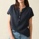 Faherty Dream Cotton Gauze Desmond Navy Organic Cotton Short Sleeve Top Photo 1