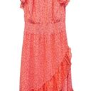 Draper James Small Ruffle Faux Wrap Floral Tenille MIDI Dress Orange Women Photo 2