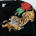 Sweaty Betty  Tora Black Tiger Embroidered Oversized Crewneck Sweatshirt L Photo 3