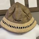 Panama Jack  Tan and Cream Protective Bucket Hat with Raffia Ribbon Rim OSFM Photo 10