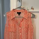 AB Studio Sz S Fabulous Sleeveless Blouse Button Down Shirt Coral & White Photo 3