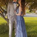 David's Bridal Lace Prom Dress Blue Size 2 Photo 0