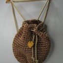 Bohemian Woven Cornhusk Backpack Bucket Bag Drawstring Beachy Photo 0