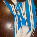 Topshop  Women’s Blue & White Striped Side Tie One Piece Swimsuit Size 8 Photo 14