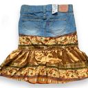 Levi's Vintage Levi’s Jean Skirt Orange Cream Floral Plaid Tiered Fabric Deadstock Photo 8