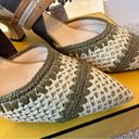 Fendi  Colibri Raffia Slingback Kitten Heels in Olive Green size 38 / 8 Photo 5