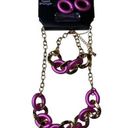 Edge  Metallic Purple Gold Jewelry Set Earrings, Bracelet and Necklace Brand New Photo 0