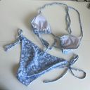 SheIn BRAND NEW  light blue floral print tie two piece bikini swimsuit Photo 4