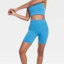 JoyLab Women's High-Rise Ribbed Seamless Bike Shorts 6" -  Blue S - NWT Photo 2