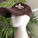 2000s y2k chocolate decal studded rhinestone fleur de lis hat cap Photo 1