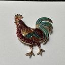 Signed Napier Gold Tone Multi Color Enamel / Rhinestone Rooster Bird Brooch Pin Photo 8