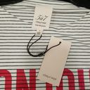 Bonjour 💕CINQ A SEPT💕 Boatneck Striped Graphic Tee ~  Black & White Small S NWT Photo 5