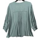 J.Jill  Tunic Top Womens XL Petite Blue Spruce Embroidered Pintuck Button Blouse Photo 3