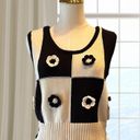 Industry  Republic Clothing Black and Ivory Floral Knit Sweater Tank Size Medium Photo 4