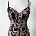 Black Gold Sequin Knit Bodycon Maxi Formal Prom Dress Size XS/S Photo 4