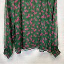 Modcloth  Green & Pink Floral Metallic Sheer Long Sleeve Blouse Size M Photo 2