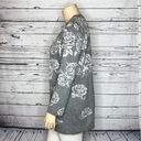 Isaac Mizrahi  Live! 1X Gray Floral Rose Button Front Boyfriend Sweater Cardigan Photo 1