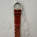 Banana Republic Vintage  Woven Leather Belt in Medium Brown Silver Buckle Small Photo 2