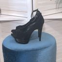 Wild Rose NWOT  5” heel black velvet peep toe platform sandals sz 9 Photo 1