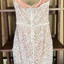 Lush Clothing White and Blush Strapless Lace Mini dress Photo 2