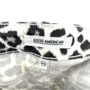 Good American  The Cut Off Denim Short High Rise Snow Leopard Print Photo 4